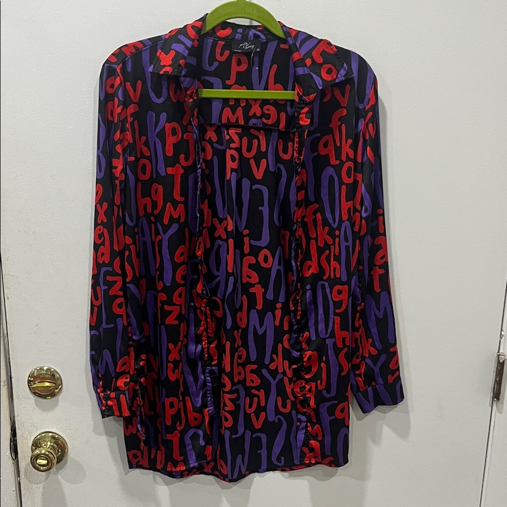 Colorful Alphabet Print Blouse